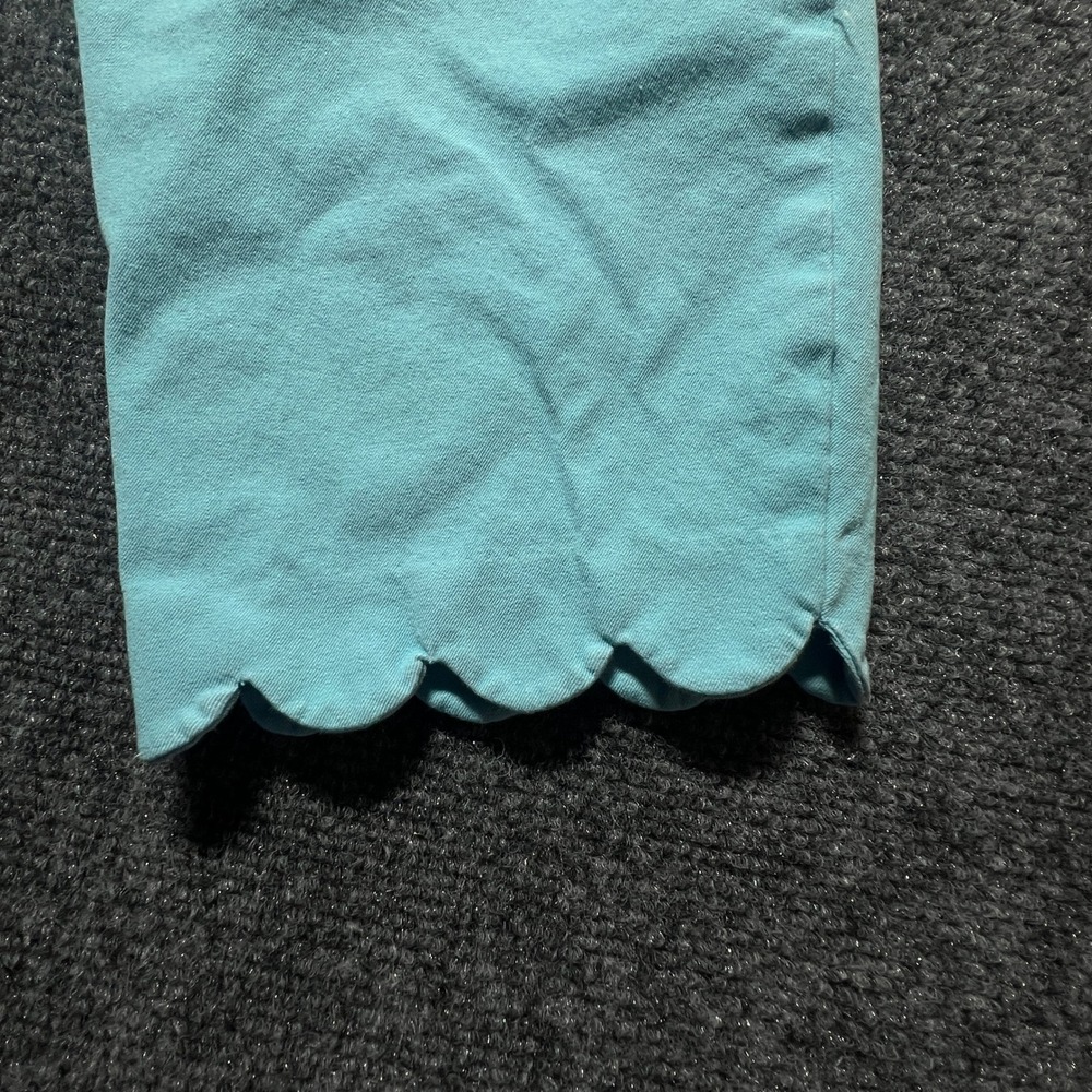 Talbots Chatham Crop Pants Aqua Blue Scallop Hem Cotton Blend Size 10P - Picture 9 of 10